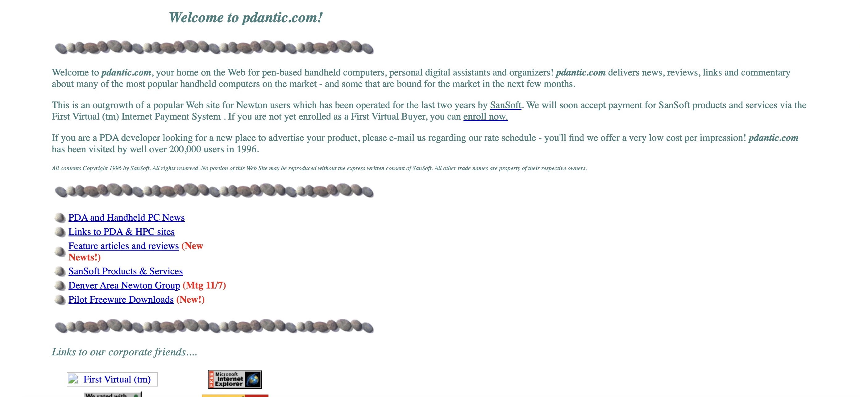 Screenshot of pdantic.com from November, 1996